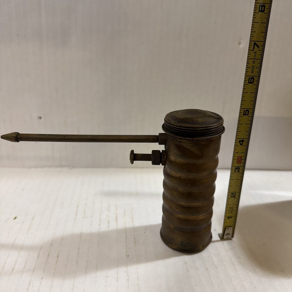 Vintage Brass Oil Can Finger Pump Oiler Straight Shaft